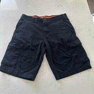 Urban Pipeline Black Cargo Shorts with Orange Waist Detail